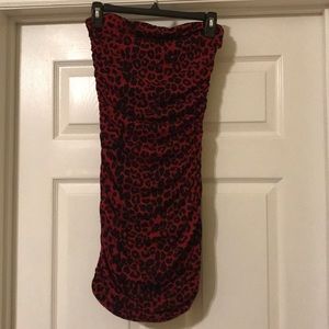 Strapless leopard dress